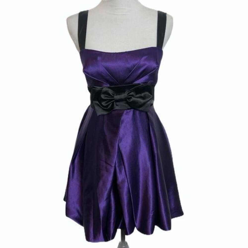 Speechless Bow Mini Dress Purple Black Size Small